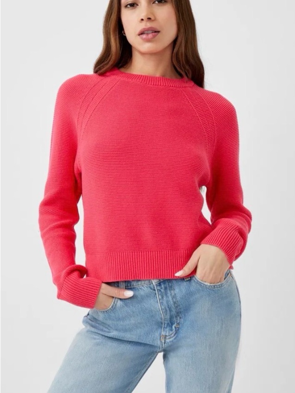 French Connection Lilly Mozart Pink Crewneck Sweater 100% Cotton size M - Picture 8 of 8